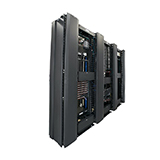 racks and cable management systems housing network connections in a telecommunications room