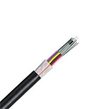 short piece of fiber optic cable with a black exterior jacket, for use in fiber broadband projects